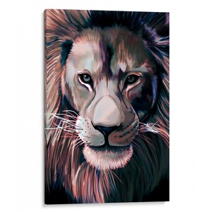 Intalence Art Lion&#39;s Head Wall Art Decor, Modern Wild Animal Picture Canvas Print Colorful Office Living Room Poster Decoration Easy to Hang