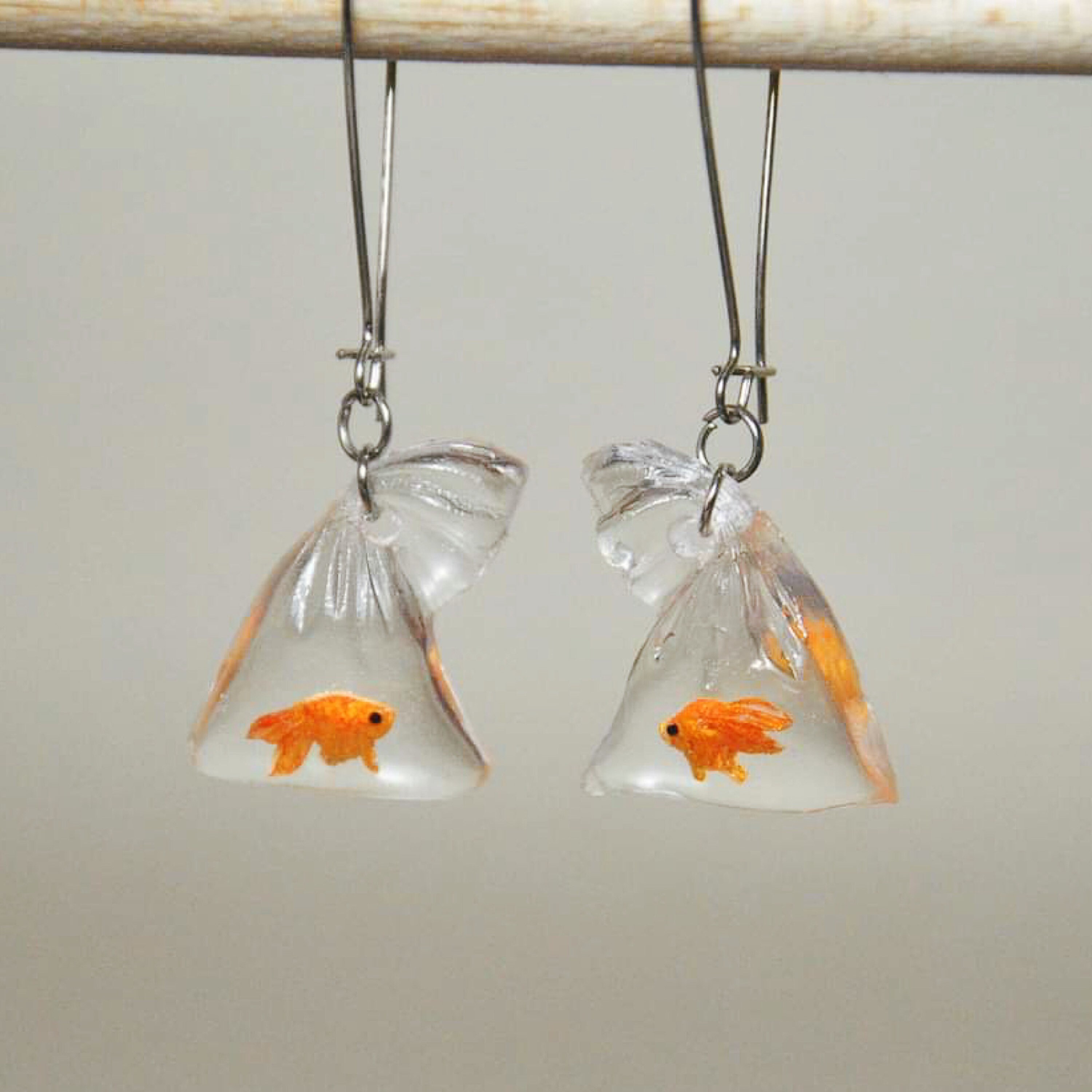 Goldfish Bag Earrings Etsy