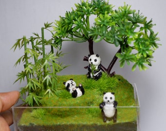 Jardín de pandas de arcilla en miniatura