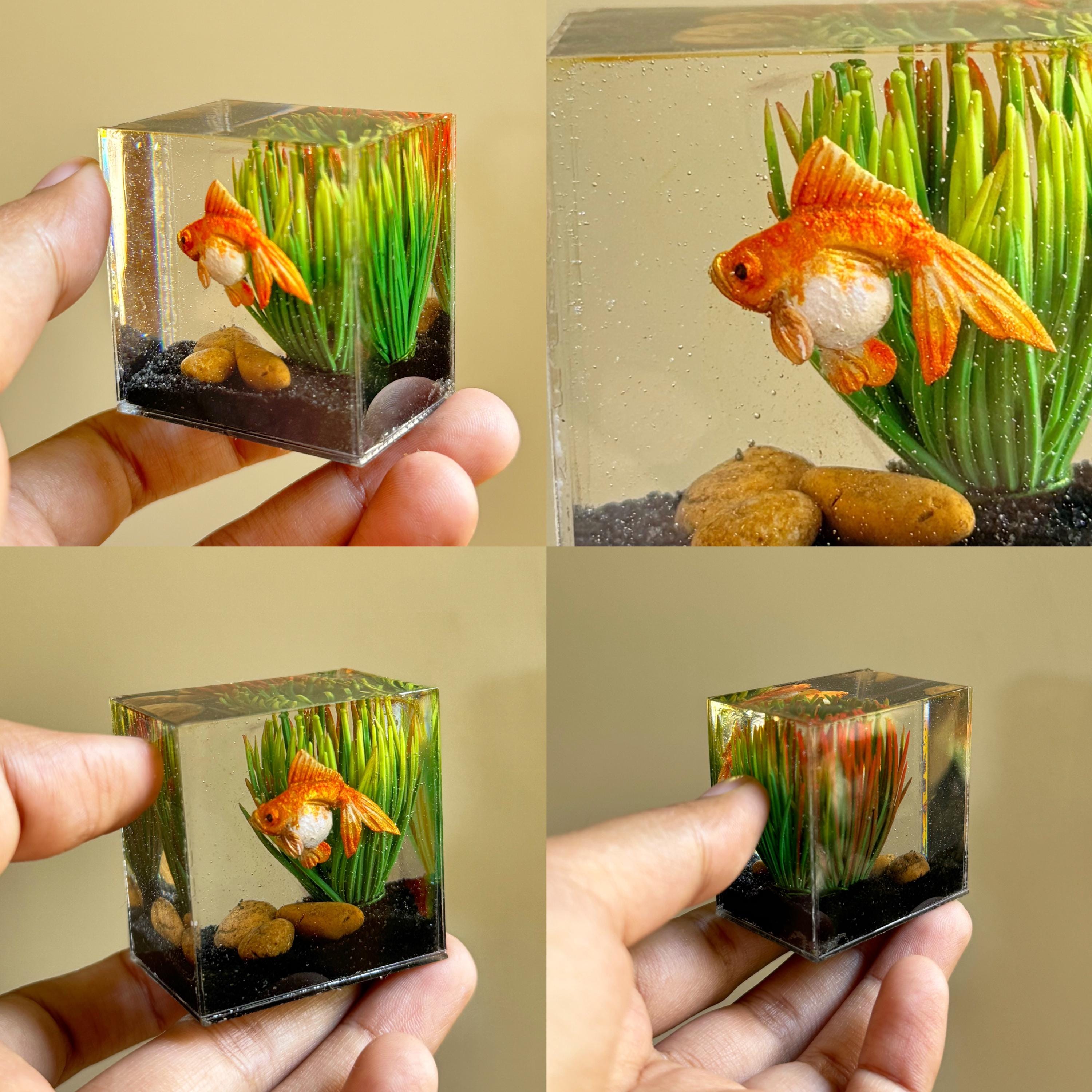 Miniature Clay Goldfish in the Tank - Etsy