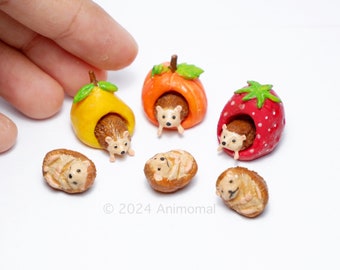 Miniature clay hedgehogs