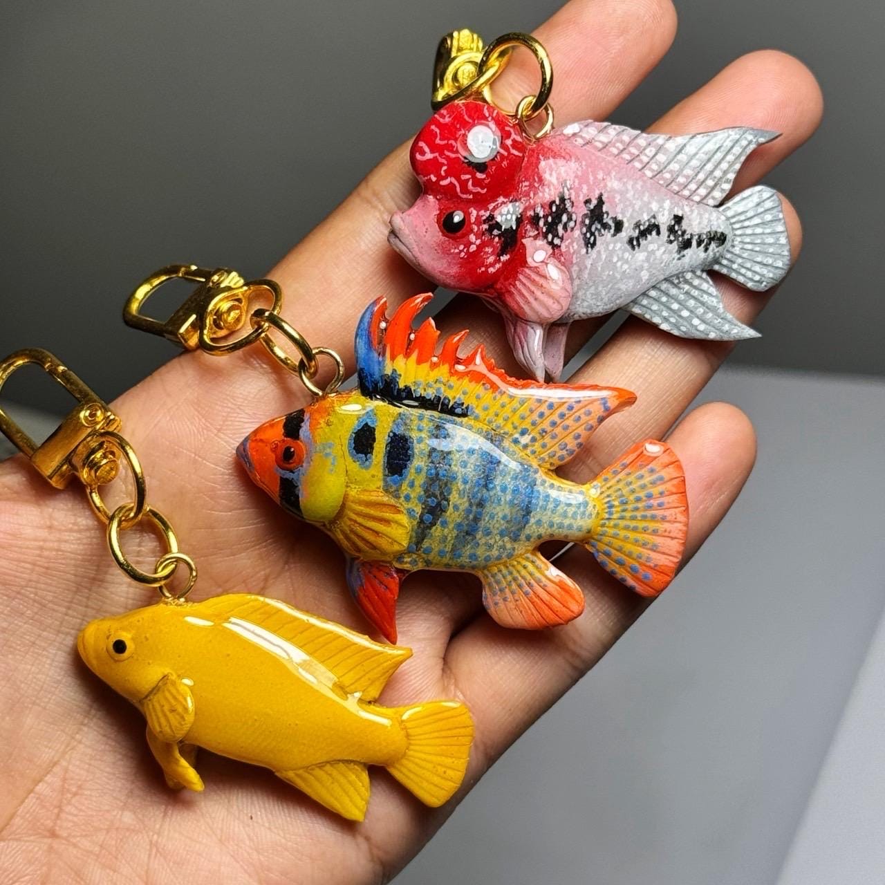 yosh　flower horn 置物 Flower Horn Fish - Etsy