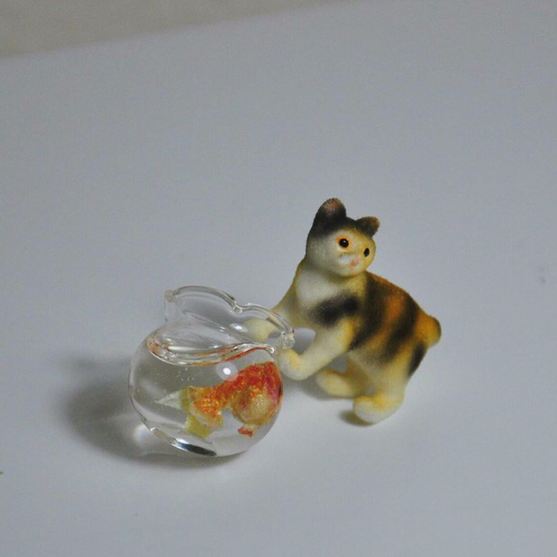 Miniature goldfish bowl with little cat Etsy