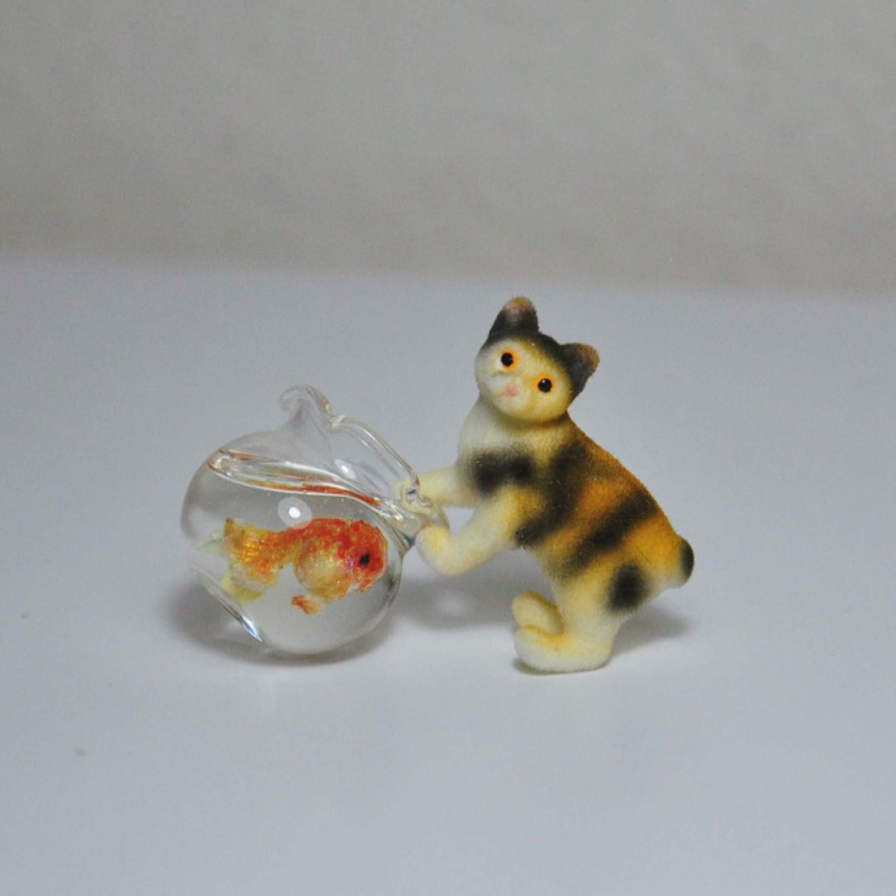 Miniature goldfish bowl with little cat Etsy