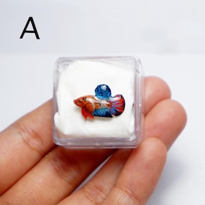 Miniature Polymer Clay Betta Fish: Resin Coated, Glow in the Dark