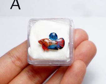 Miniature Polymer Clay Betta Fish: Resin Coated, Glow in the Dark