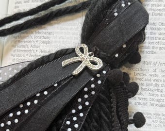 BIBLE TASSEL BOOKMARK, Black & White Bible Bookmark, Christian Books, Christian Book Accessories, Book Tassels, Faith Based Gift Bow Charm