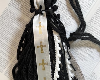 BIBLE TASSEL BOOKMARK, Black & White Bible Bookmark, Christian Books, Christian Book Accessories, Book Tassels, Faith Based Gift