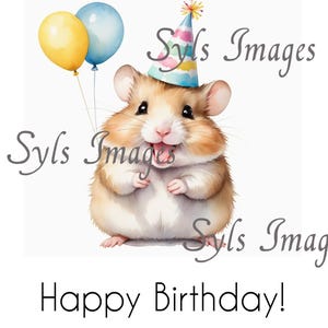 Hamster Birthday card - Instant digital download