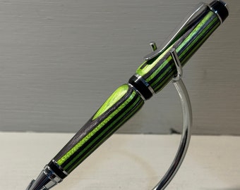 Holly Days - A handcrafted Cigar Pen made of composite wood (Spectraply) in a bright green and black