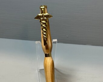 The Hermes - a Caduceus Slim-style Pen made of olivewood