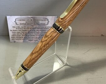 The Golden Gun Metal Kosher Buffalo Cigar Pen - made of Certified Kosher Buffalo Trace® Whiskey Barrel Wood