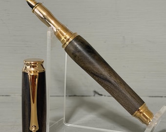Blue Mahoe Metro Fountain Pen in Gold Trim / Handcrafted