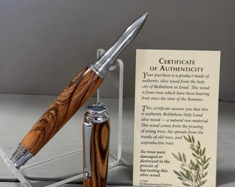 The Olive Branch Metro - A handcrafted Certified Bethlehem Olive Wood Metro Rollerball Pen