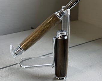 Blue Mahoe Metro Fountain Pen in Chrome Trim / Handcrafted