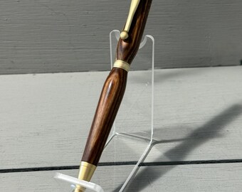 Golden Nutmeg - A handcrafted slim style made pen of composite wood with satin gold trim.