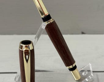 The Walnut Tycoon - A beautiful handcrafted Fountain Pen with Gold Trim