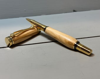 The Cobalt Gold & Gunmetal - a Kojent style Rollerball pen made of Olivewood