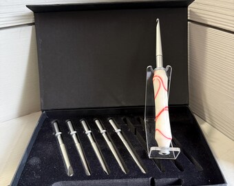 Orange Cream Crochet Handle with 6 Interchangeable Crochet Hooks - Set