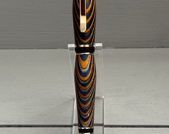 Seaside - A handcrafted Cigar Pen made of composite wood (Color Wood) in Blue, Grey, and Gold