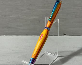 Sunset – Slim-Style Pen in Orange, Yellow and Red Spectraply with Tie Dye Trim
