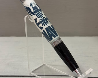 U.S. Navy Logo Pen – Handcrafted Wall St. II  Photo Pen with Chrome Trim