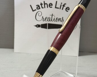 Pretty in Purple – Handcrafted Wall St. II Click Pen in Purpleheart Wood with Gold Trim