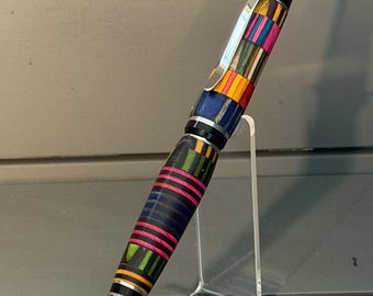 The Reimagined Cigar Pen, A Recycled SpectraPly, Multicolor Handmade Cigar Pen with Chrome Trim