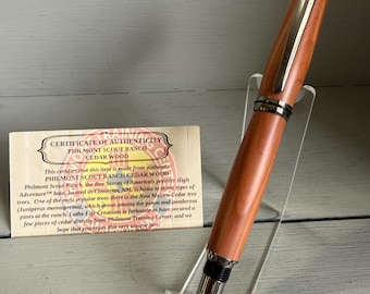 The Black Titanium Philmont Cedar - A Navigator Style Rollerball Pen made with Certified Philmont Cedar Wood