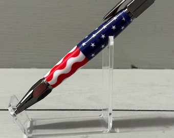 Stars & Wavy Stripes Vertex Pen - Gun Metal Trim