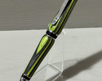 Holly Days - A handcrafted Cigar Pen made of composite wood (Spectraply) in a bright green and black