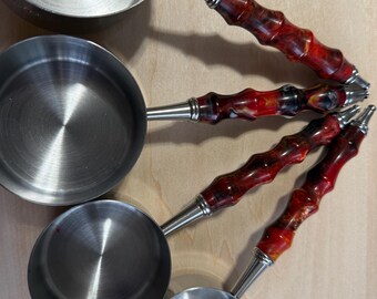 Flame On! - A 4 Pc Measuring Cup Set with Handcrafted Acrylic Handles