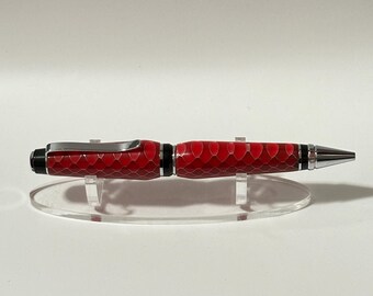 Fire Dragon - Fire Red Acrylic and Aluminum Honeycomb Cigar Pen