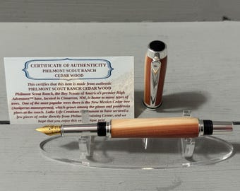The Sterling Cedar - A handcrafted Fountain Pen made with Philmont Cedar and Sterling Silver Trim