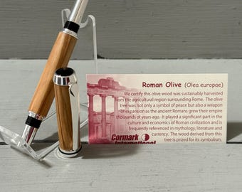 The Olive Branch II - Fountain Pen - Certified Roman Olive Wood & Sterling Silver Trim