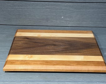 Handcrafted Walnut, Hard Maple & Cherry Charcuterie / Serving Board – 13" x 16"