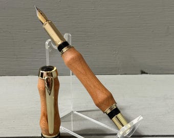 Curvy Cherry - A Tycoon Style Gold Fountain Pen made with Cherry wood