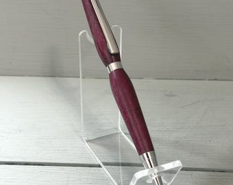 Purple Precision - A Slim‑Style Pencil in Hand‑Turned Purpleheart Wood with Platinum Trim