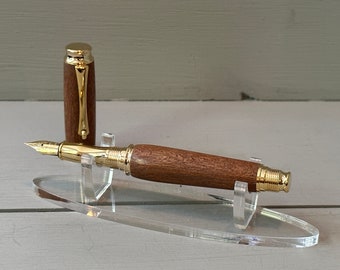 Sweet & Petite - A Metro Style Fountain Pen made with Mahogany Wood, trimmed in Gold