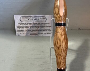The Curvy Copper Buffalo Pen - made of Certified Kosher Buffalo Trace® Whiskey Barrel Wood