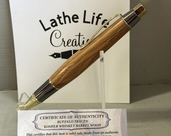 The Buffalo Trace EDC – Big Ben Click Pen in Certified Buffalo Trace® Kosher Barrel Wood with Golden & Gunmetal Trim