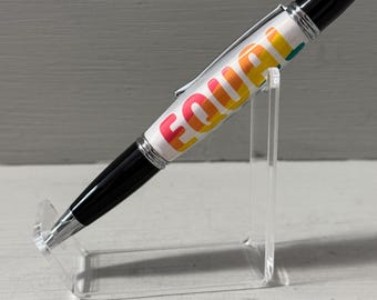 Equal Rights  - A Gatsby Twist Style Pen - Clear Acrylic with Chrome Trim