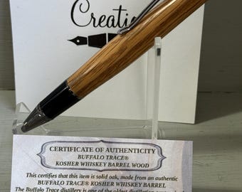 The Kosher Buffalo EDC – Big Ben Click Pen in Certified Buffalo Trace® Kosher Barrel Wood with Gunmetal Trim