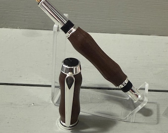 The Silver Walnut - A handcrafted Navigator Fountain Pen with Sterling Silver Trim