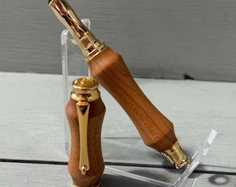 Metro Cherry - A Metro Style Gold Fountain Pen made with Cherry wood