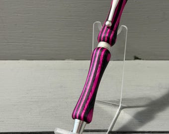 The Satin Pink - A Slim-style Pen made with Hot Pink Spectraply