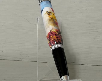 Silver Eagle Flag Photo Pen - Wall St II Pen