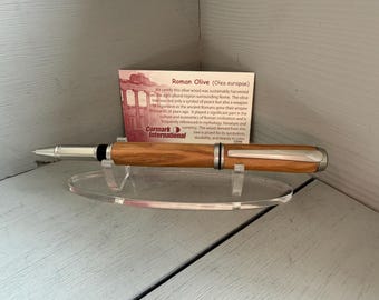 Magnus - A Roman Navigator Style Rollerball - Made of Certified Roman Olive Wood finished with Satin Nickel Trim