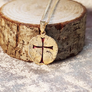 cross necklace, silver 925, templar cross pendant, Birthday Gift, gothic jewelry, Red Cross