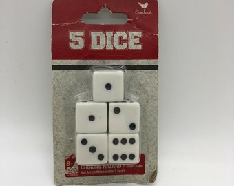 Cardinal, Set of 5, White and Black, Plastic Dice Set, Gaming Dice, DIY Projects, For Crafting, Game Night Games